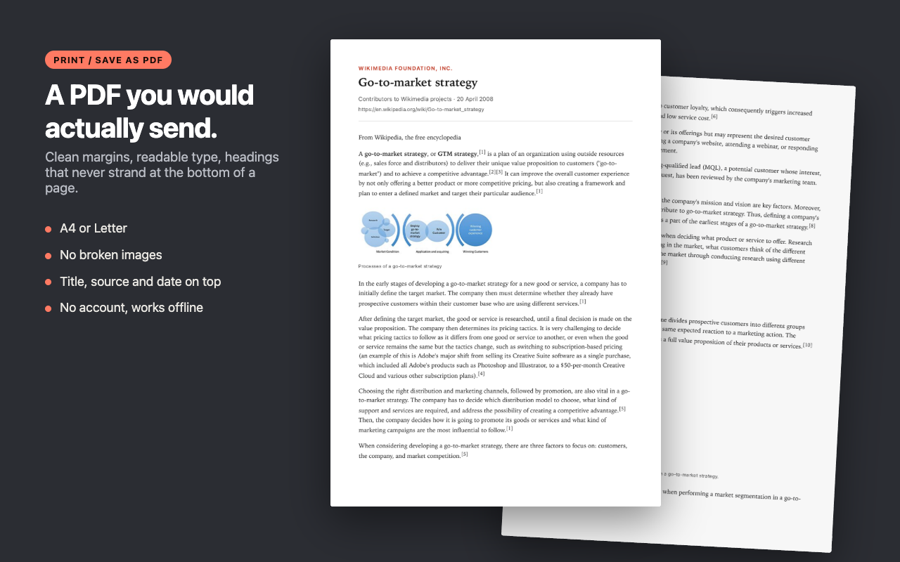The cleaned article saved as a PDF